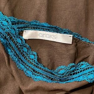 Araks slip size M. Brown & Teal lace. 100% cotton